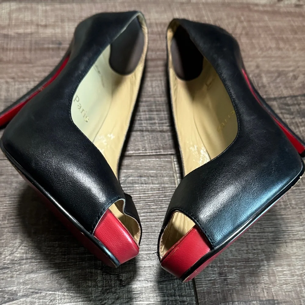 Christian Louboutin Black Peep Toe Heels - Picture 9 of 15